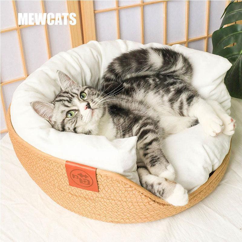 Four Seasons Pet Bed Hand Made Paper Rope Round Cat Cozy Nest