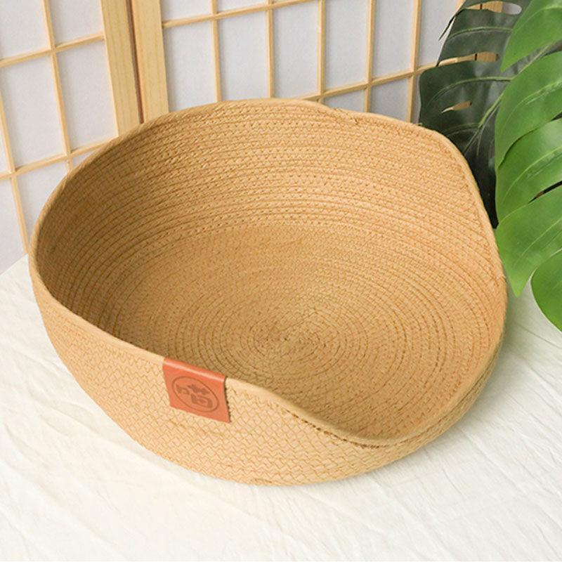 Four Seasons Cooling Pet Bed Hand Made Paper Rope Round Cat Cozy Nest