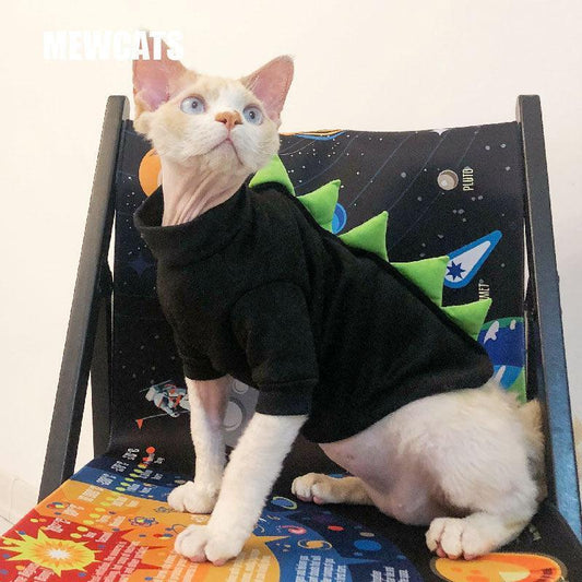 Cotton Dinosaur Sphynx Cat Clothes 2 Color Warm Vest - MEWCATS