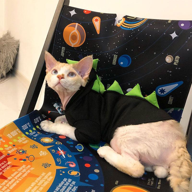 Cotton Dinosaur Sphynx Cat Clothes 2 Color Warm Vest - MEWCATS