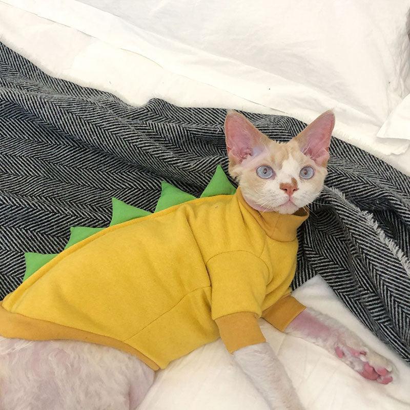 Cotton Dinosaur Sphynx Cat Clothes 2 Color Warm Vest - MEWCATS