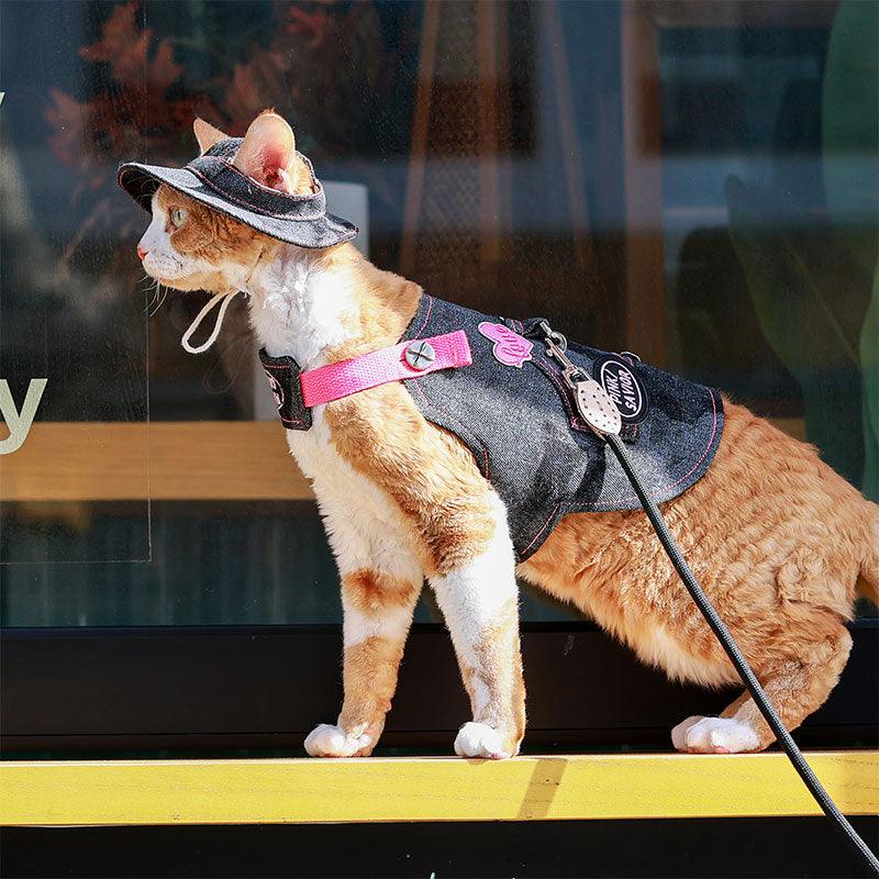 Cowboy Hairless Cat Clothes Hat Sphynx Leash - MEWCATS