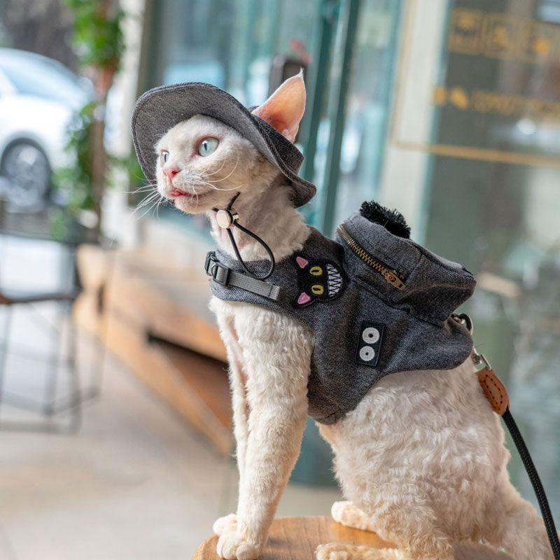 Cowboy Hairless Cat Clothes Hat Sphynx Leash