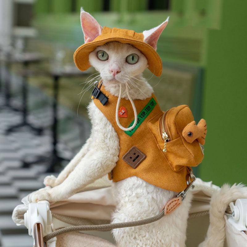 Cowboy Hairless Cat Clothes Hat Sphynx Leash