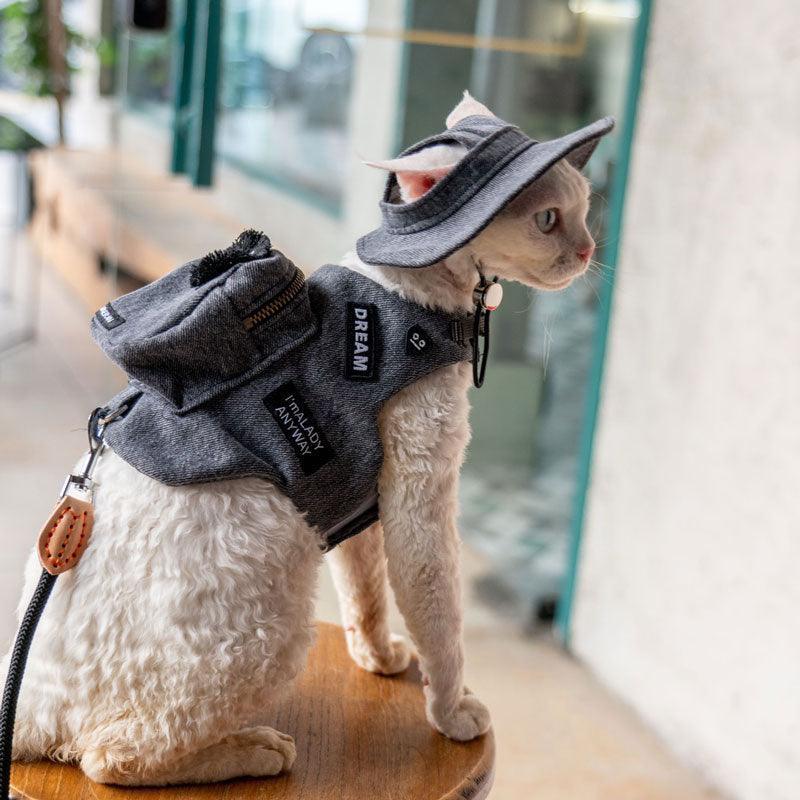 Cowboy Hairless Cat Clothes Hat Sphynx Leash