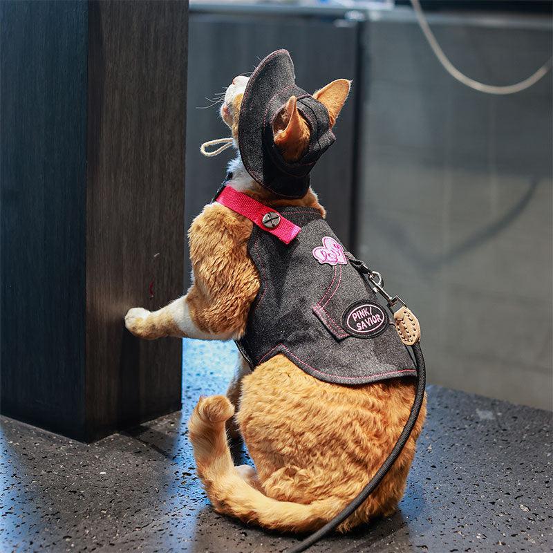 Cowboy Hairless Cat Clothes Hat Sphynx Leash - MEWCATS