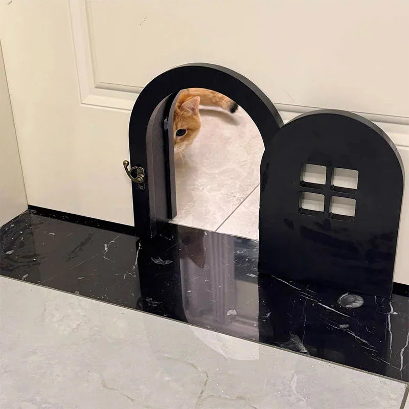 Customized Solid Wood Cat Door with Window - MEWCATS