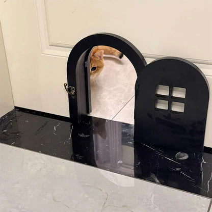 Customized Solid Wood Cat Door with Window - MEWCATS