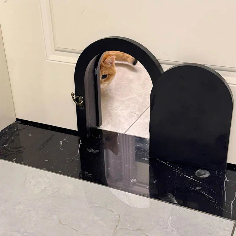 Customized Solid Wood Cat Door with Window - MEWCATS