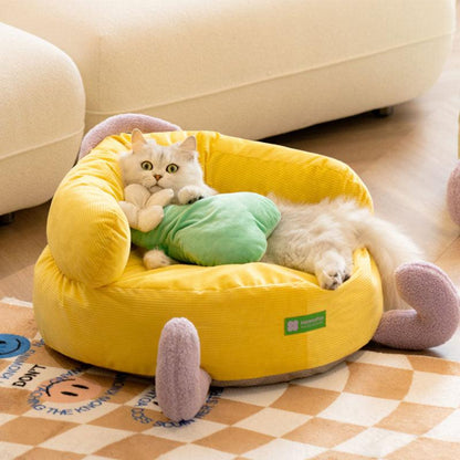 Cute Cat Bed Couch Yellow All Seasiversal Deon Untachable Kitty Sofa Nest