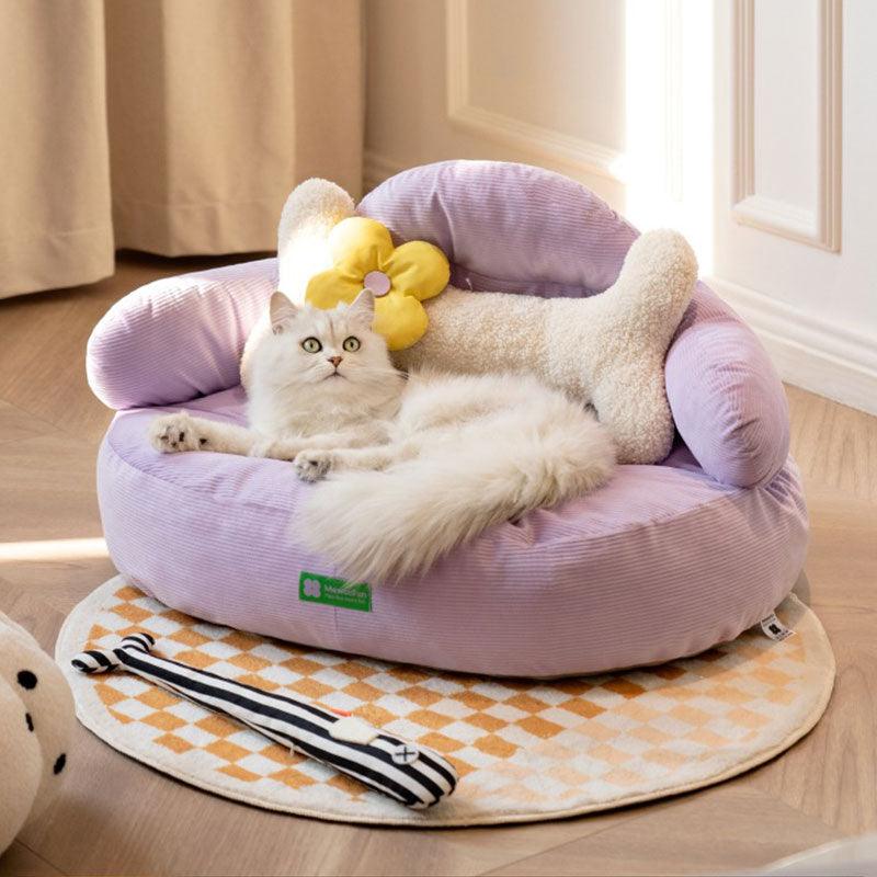 Cute Cat Bed Couch Purple All Season Universal Detachable Kitty Sofa Nest