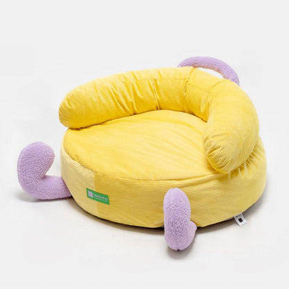 Cute Cat Bed Couch Yellow All Season Universal Detachable Kitty Sofa Nest