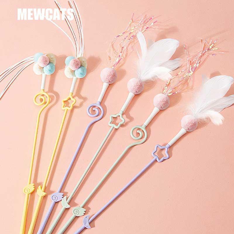 Cute Cat Toy Wand Kitty Interactive Stick