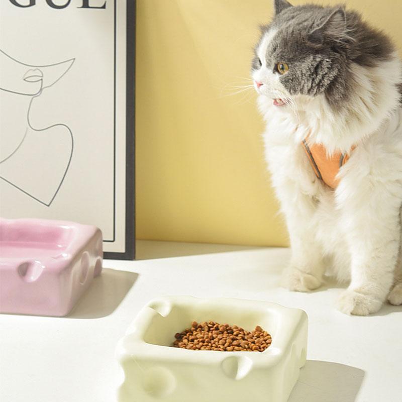 Cute Ceramic Bowl Cheese Cat Food Water Bowl