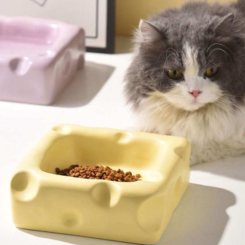 Cute Ceramic Bowl Cheese Cat Food Water Bowl