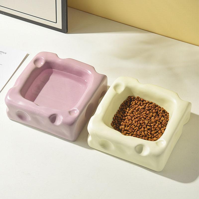 Cute Ceramic Bowl Cheese Cat Food Water Bowl