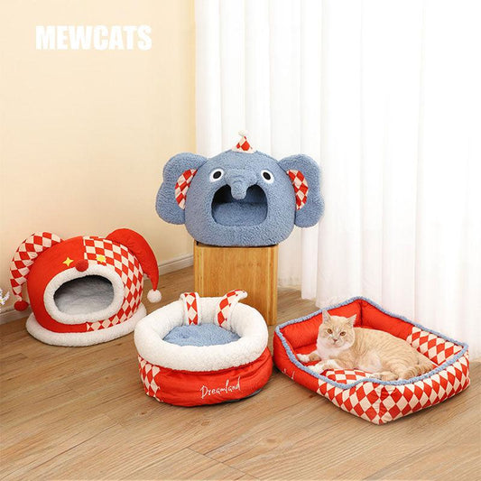Cute Circus Cat Bed Cave 3 Style Warm House