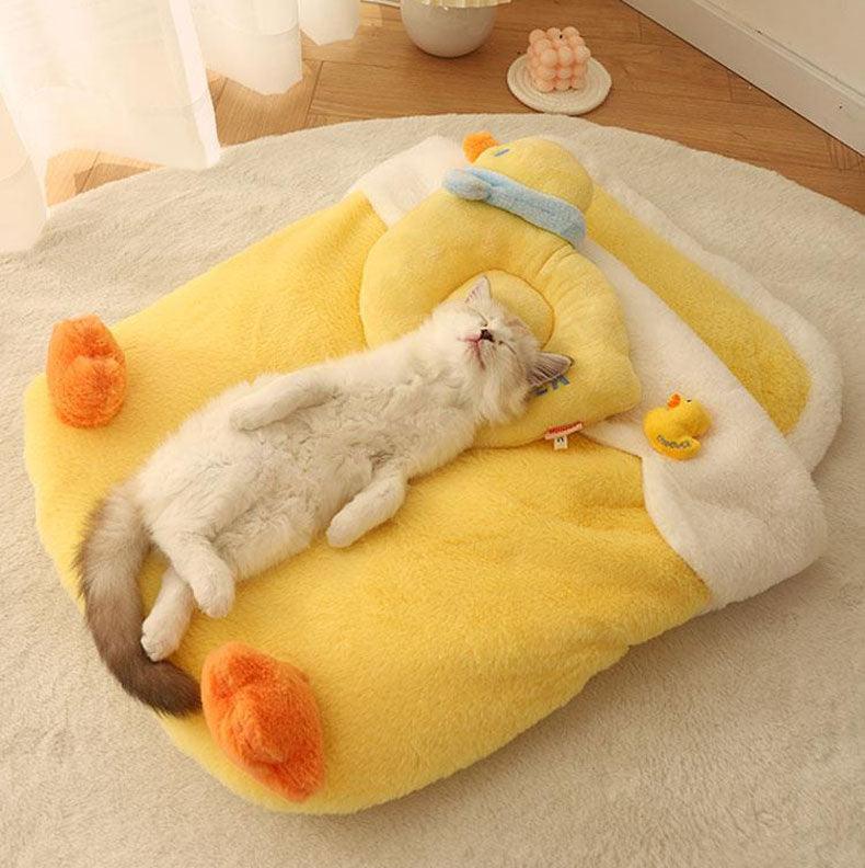 Cute Duck Cat Bed Yellow Four Seasons Universal Kitten Nest Tent Sleeping Bag