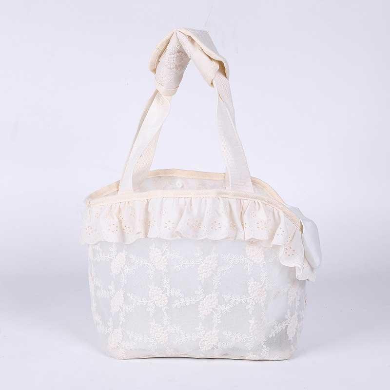 Cute Lace Cat Carrier Tote Bag White Travel Handbag