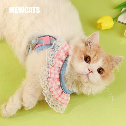 Cute Lace Cat Leash 2 Color Harness Escape Proof - MEWCATS