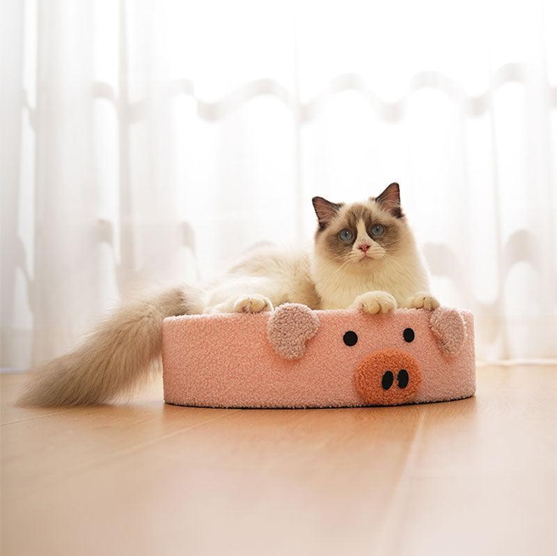 Cute Pig Cat Bed Round Scratching Pad - MEWCATS
