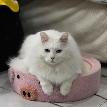Cute Pig Cat Bed Round Scratching Pad - MEWCATS
