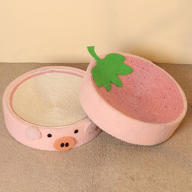 Cute Pig Cat Bed Round Scratching Pad - MEWCATS