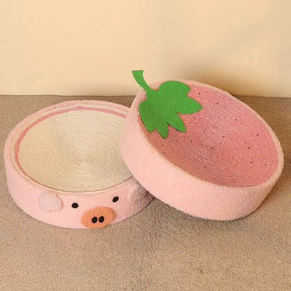 Cute Pig Cat Bed Round Scratching Pad - MEWCATS