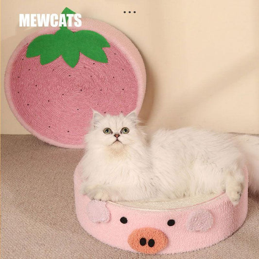 Cute Pig Cat Bed Round Scratching Pad - MEWCATS