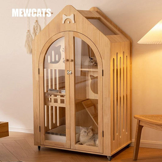Cute Wooden Cat House Luxury Cat Furniture Villa
