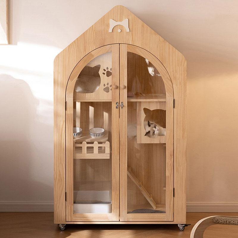 Cute Wooden Cat House Luxury Cat Furniture Villa