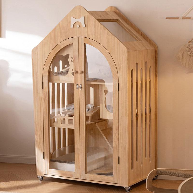 Cute Wooden Cat House Luxury Cat Furniture Villa