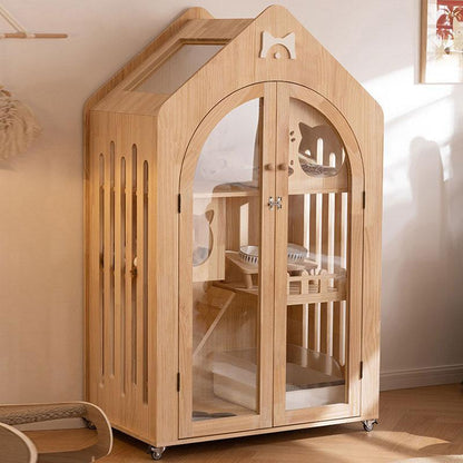 Cute Wooden Cat House Luxury Cat Furniture Villa