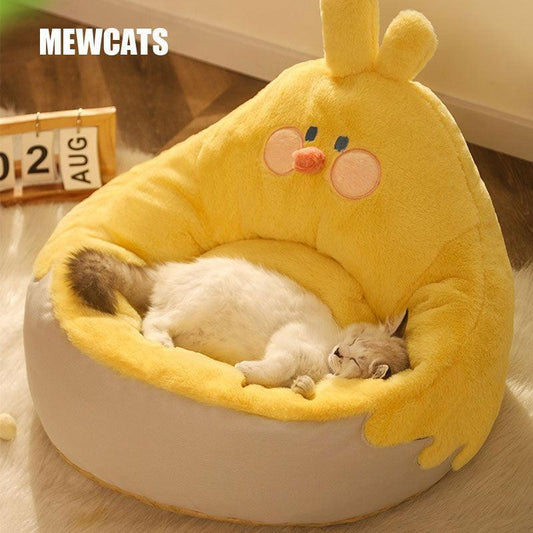 Cat Bed Cushion Sleeping Mats Cute Yellow Chicken Cat Nest