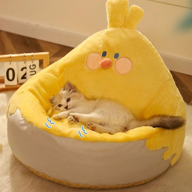 Cat Bed Cushion Sleeping Mats Cute Yellow Chicken Cat Nest