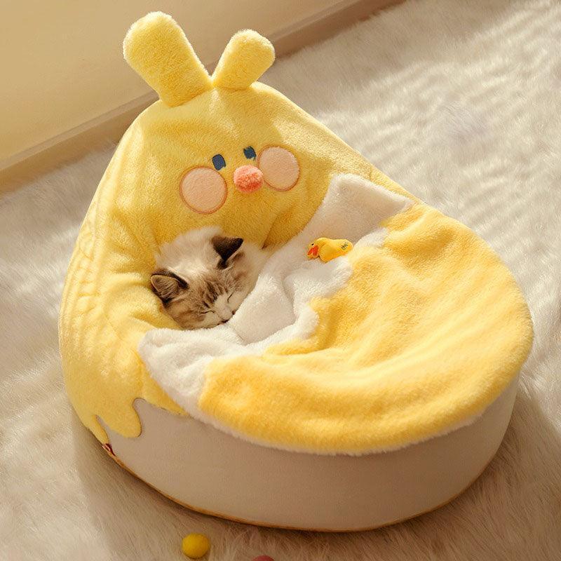Cat Bed Cushion Sleeping Mats Cute Yellow Chicken Cat Nest