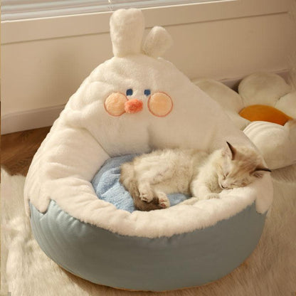 Cute Yellow Chicken Cat Bed Cushion Fluffy Mat - MEWCATS