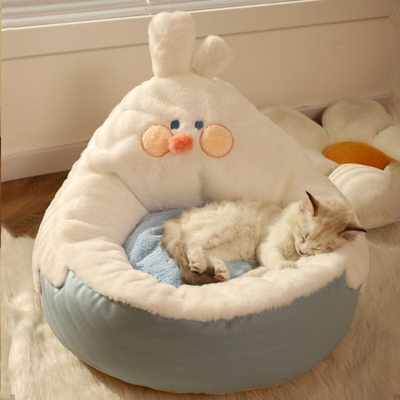 Cute Yellow Chicken Cat Bed Cushion Fluffy Mat - MEWCATS