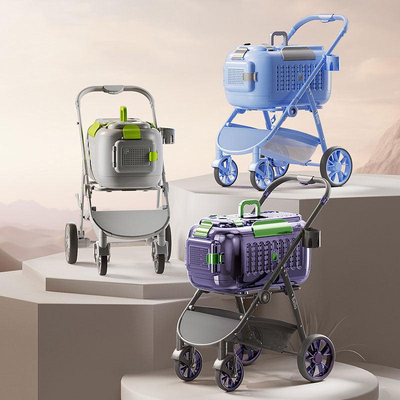 D8 Foldable Box Cat Carrier Stroller with Wheels - MEWCATS