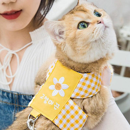 Cute Daisy Cat Harness 3 Color Leash Set Escape Proof