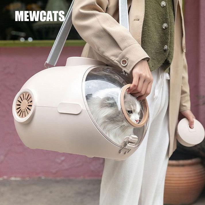 Deluxe Cat Carrier Bag With Ventilation Fan Space Capsule Handbag - MEWCATS
