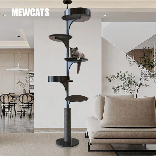 Deluxe Floor to Ceiling Cat Climbing Tree Black - MEWCATS