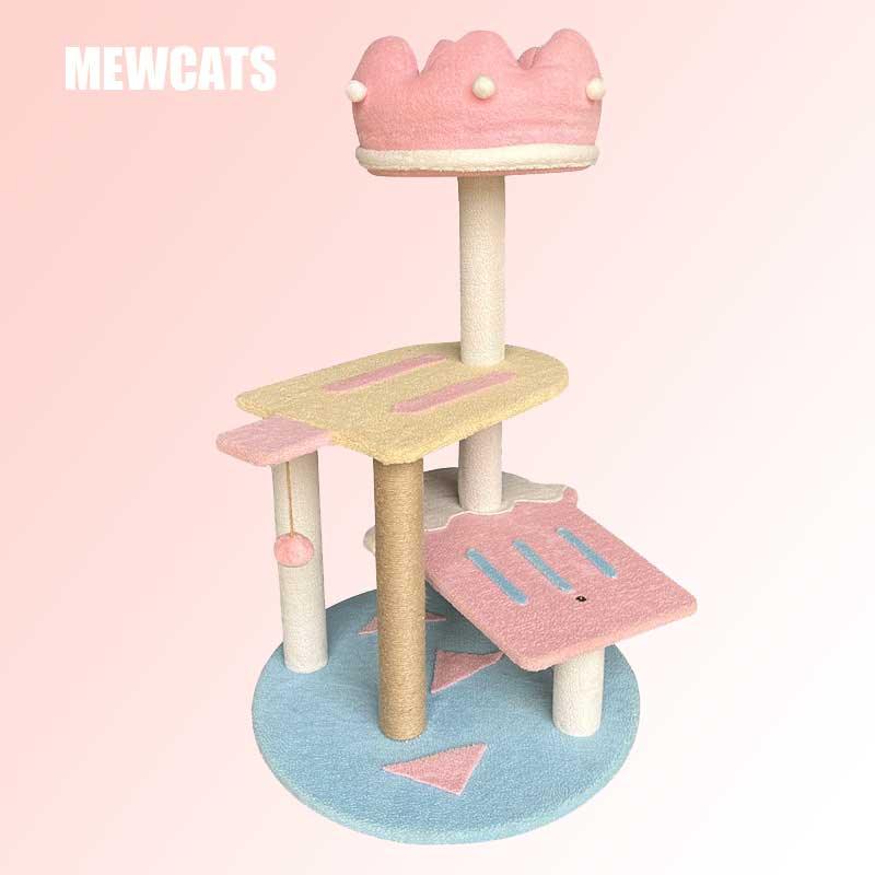 Deluxe Large Cute Cat Tree Pink Ice Cream Climbing Frame Cat Tower