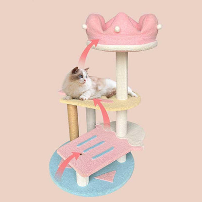 Deluxe Large Cute Cat Tree Pink Ice Cream Climbing Frame Cat Tower - MEWCATS