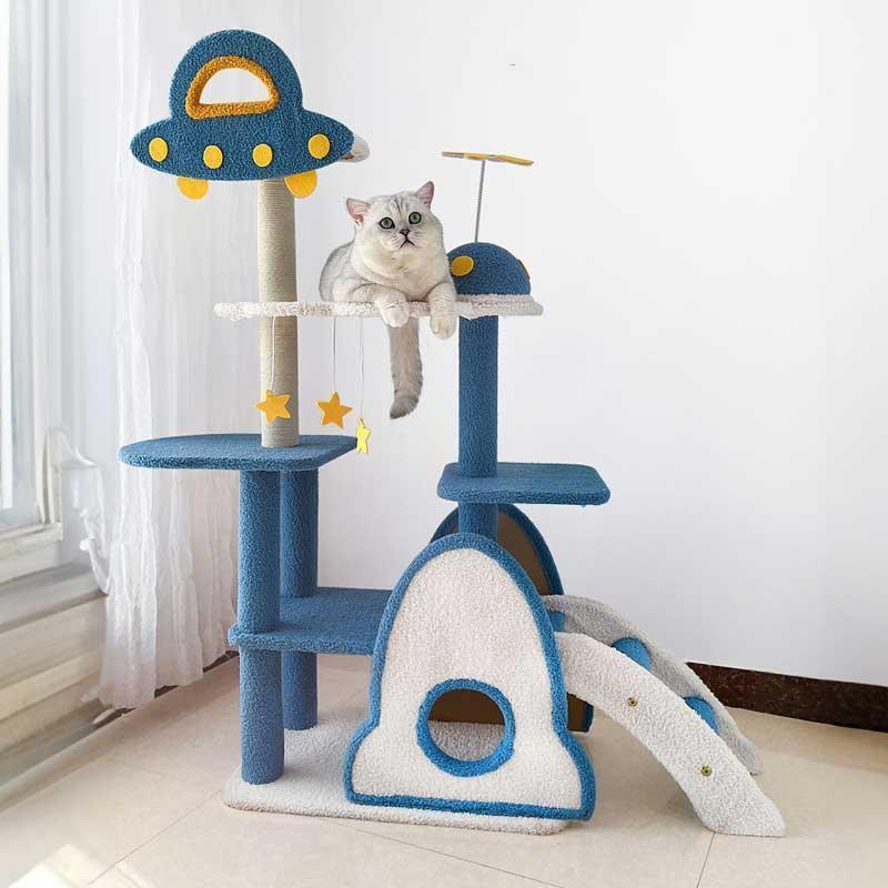 Deluxe Large Space Cat Tree Blue Climbing Frame Cat Tower - MEWCATS
