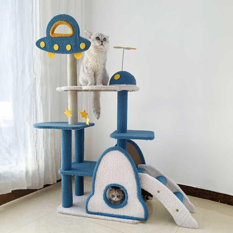 Deluxe Large Space Cat Tree Blue Climbing Frame Cat Tower - MEWCATS