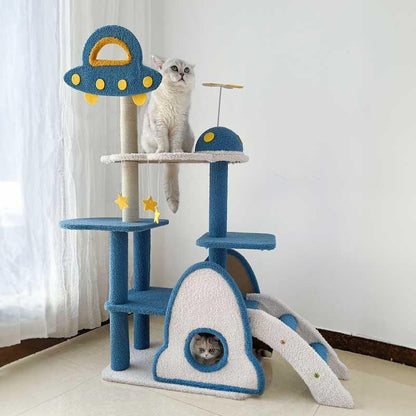 Deluxe Large Space Cat Tree Blue Climbing Frame Cat Tower - MEWCATS