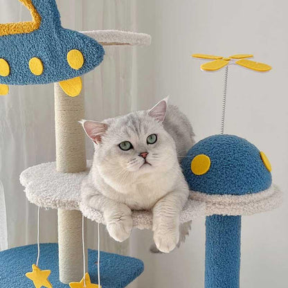 Deluxe Large Space Cat Tree Blue Climbing Frame Cat Tower