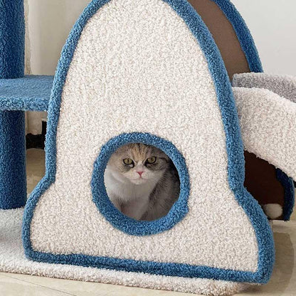 Deluxe Large Space Cat Tree Blue Climbing Frame Cat Tower