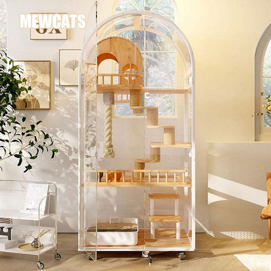 Deluxe Vaulted Cat Room Glass Cage Villa